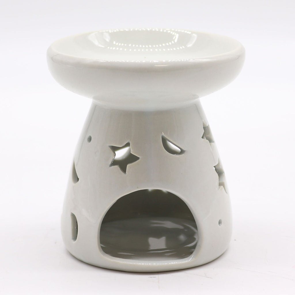 Lrg Classic White Oil Burner - Moon & Star - view 3