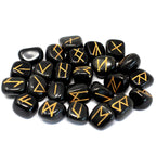 Runes Stone Set in Pouch - Black Agate - view 2