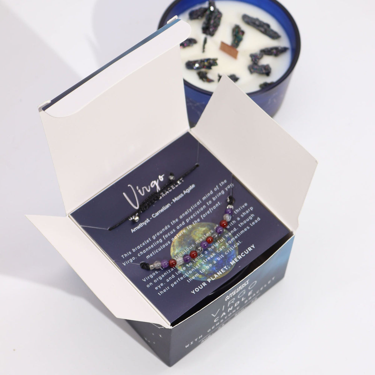 Zodiac Crystal Candle with Gemstone Bracelet - Virgo - view 3