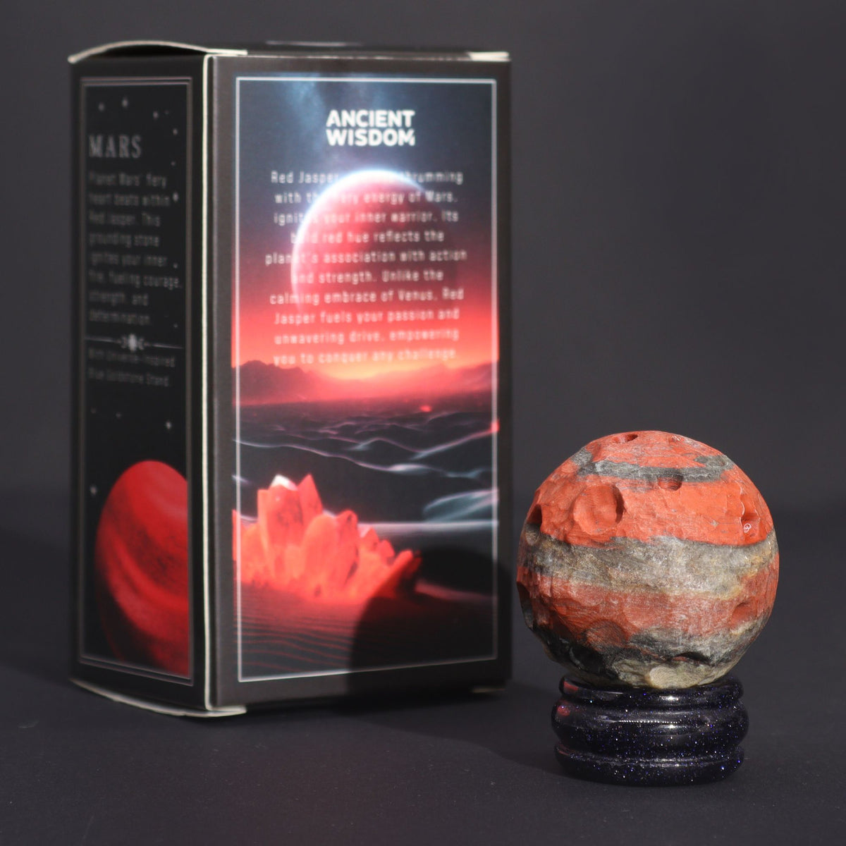 Red Jasper Planet on a Goldstone Stand (MARS) - view 5