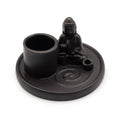 Multi Purpose Buddha Incense Plate - Ceramic Matt Black