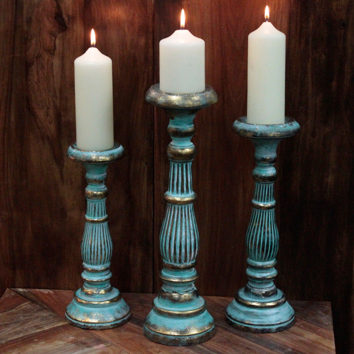 Medium Candle Stand - Turquoise Gold - view 3