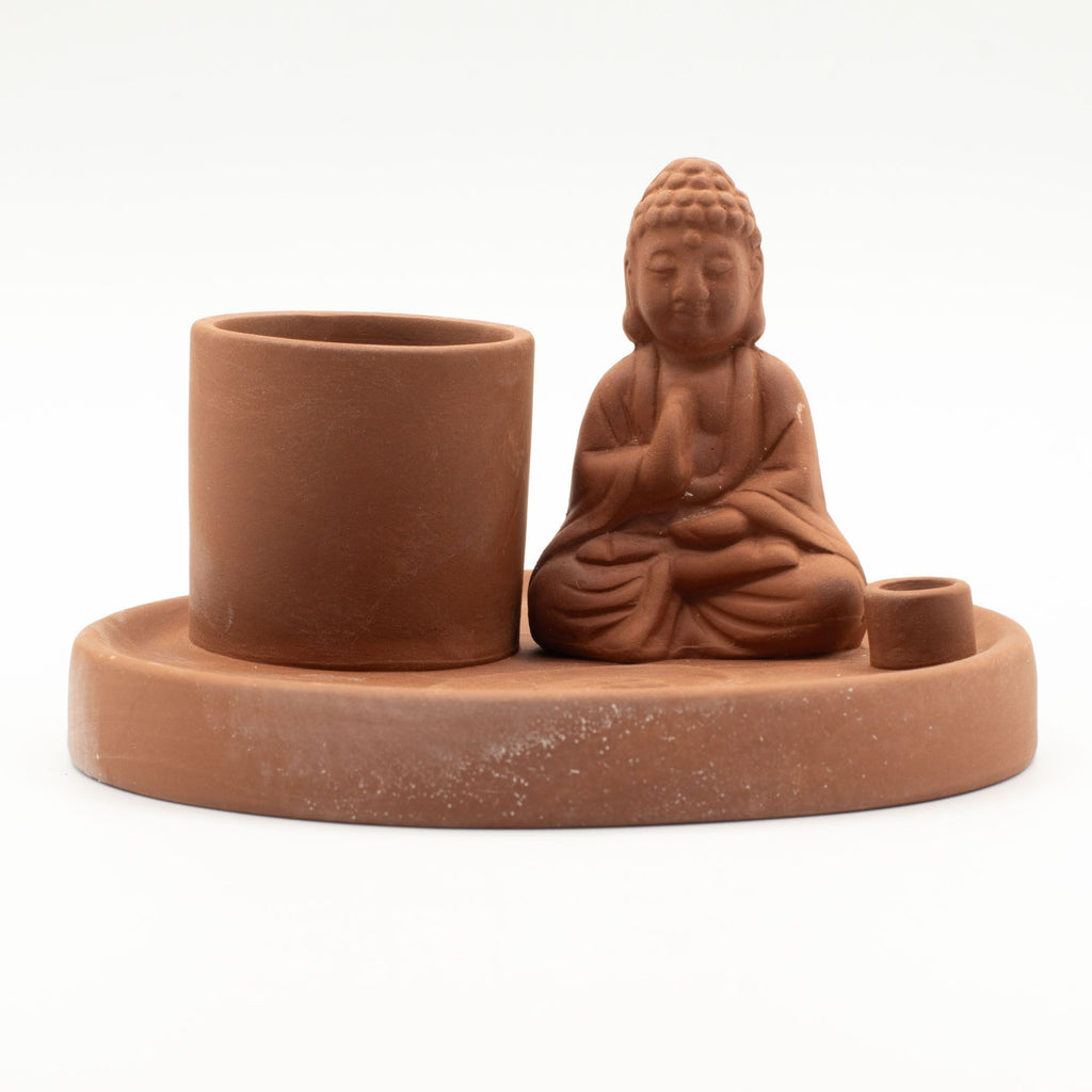 Multi Purpose Buddha Incense Plate - Natural Terracotta Style - view 5