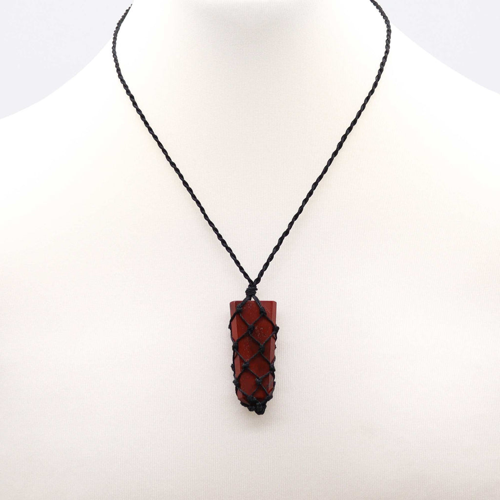 Laced Gemstone Flat Point Pendant - Red Jasper - view 3