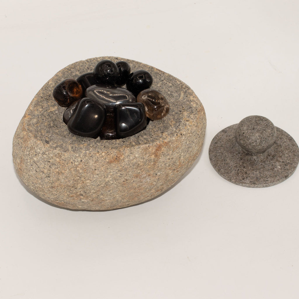 Natural Riverstone Grounding Pot - Large (approx 15x12cm) - view 5