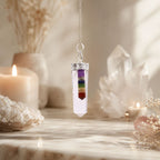 Crystal - 7 Chakra Bounded Thin Point Flat Pendant - view 4