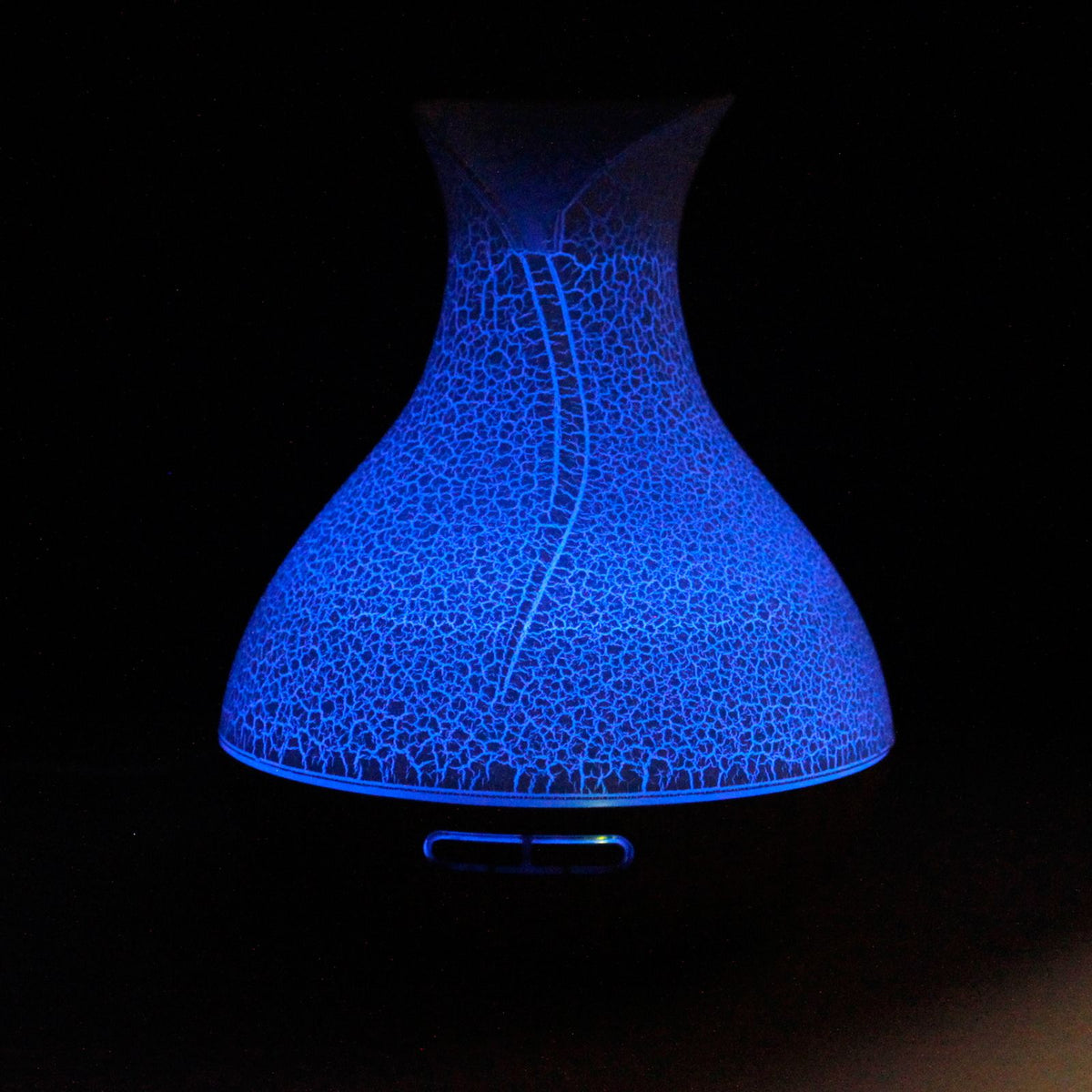 White crackle-glaze vase-shaped aroma diffuser on a wood base - view 5