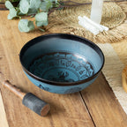 Large Aluminium Singing Bowl - Tibetan Double Dorje Design - Blue (27cm) - view 4