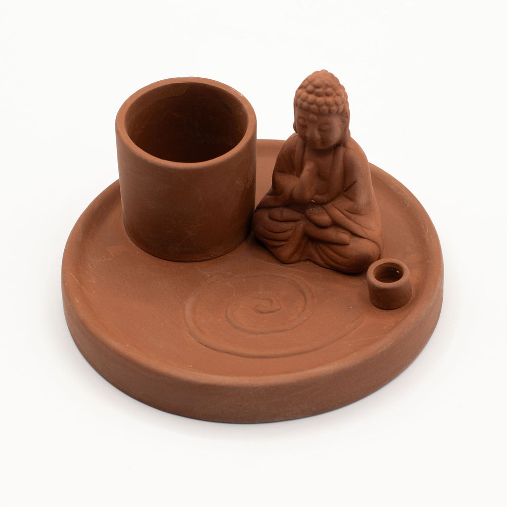 Multi Purpose Buddha Incense Plate - Natural Terracotta Style - view 9