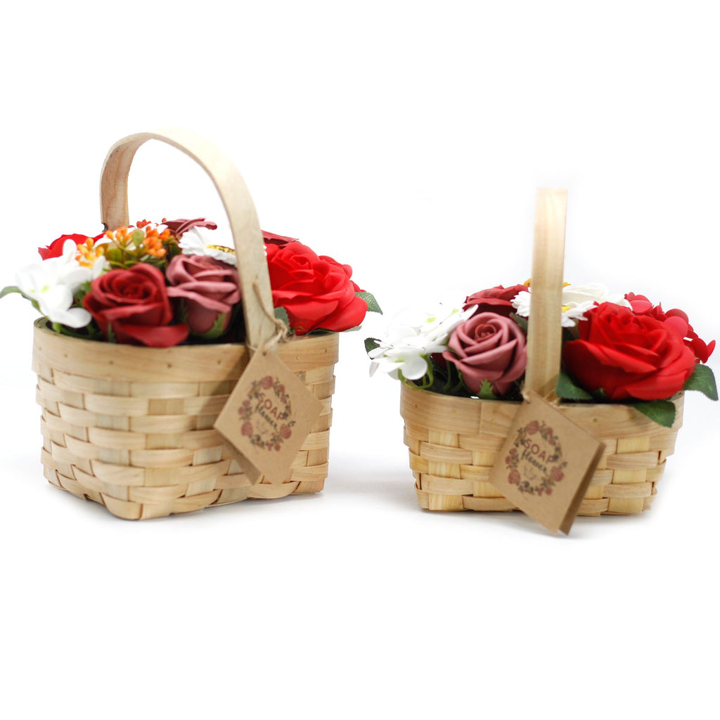 Large Red Bouquet in Wicker Basket - view 2
