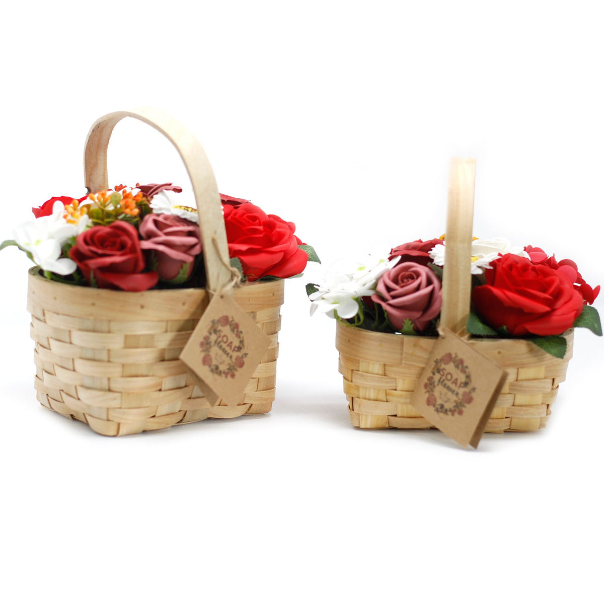 Large Red Bouquet in Wicker Basket - view 2