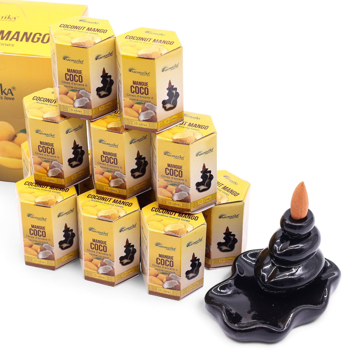 Pack of 10 Masala Backflow Incense - Coconut & Mango