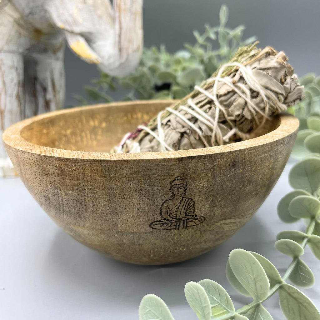 Wooden Smudge Bowl - Buddha - Large - view 2