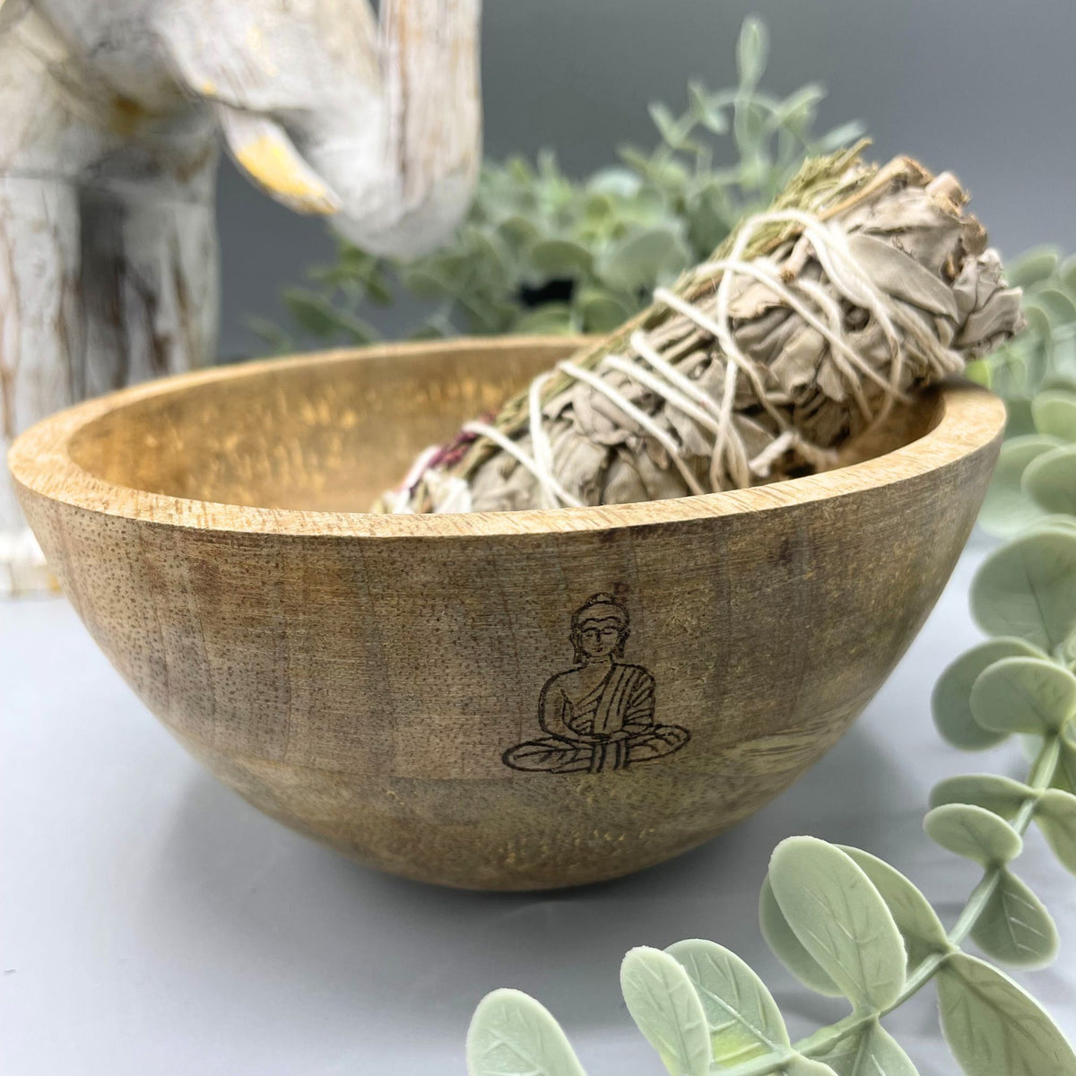 Wooden Smudge Bowl - Buddha - Large - view 2