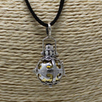 Silver angel bell pendant in the Dreams design on a neck cord - view 2