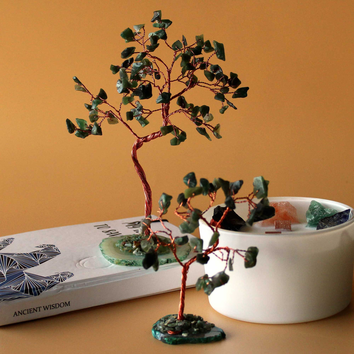 Gemstone Tree - Green Aventurine on Green Agate Base (35 stones) - view 3