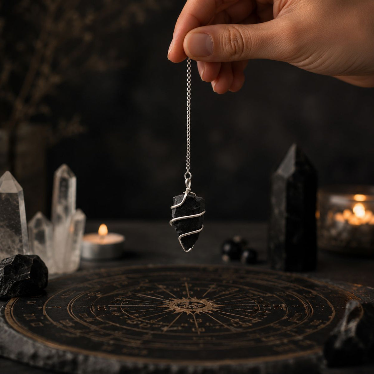 Raw Gemstone Pendulum - Black Agate - view 4