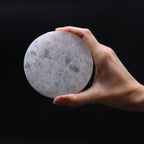 Plain medium round selenite charging plate cut from Moroccan selenite