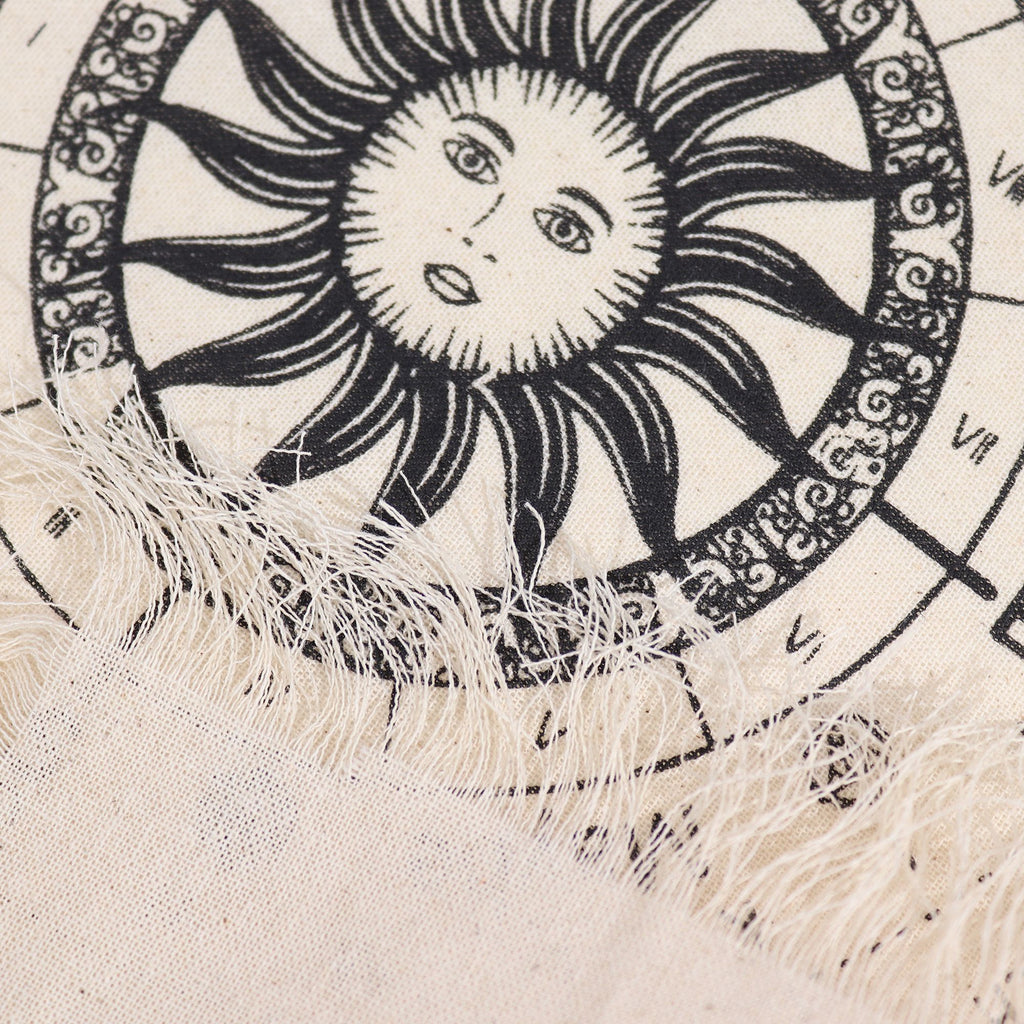 Ancient Witch Pendulum Divination Cloth - Sun Face - Natural & Black - view 2