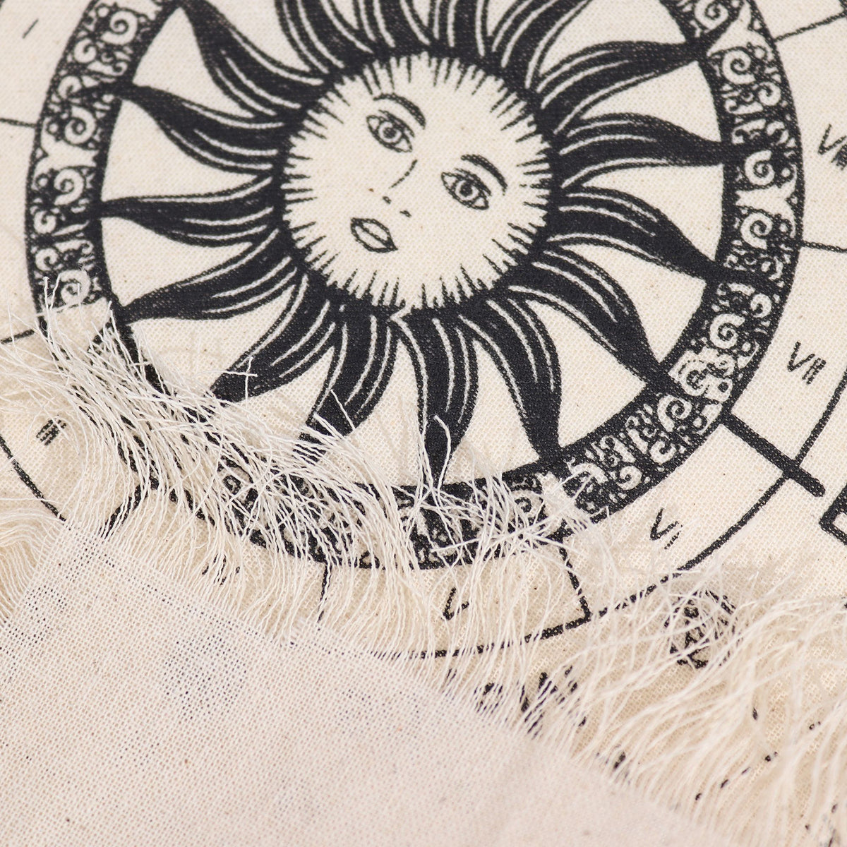 Ancient Witch Pendulum Divination Cloth - Sun Face - Natural & Black - view 2