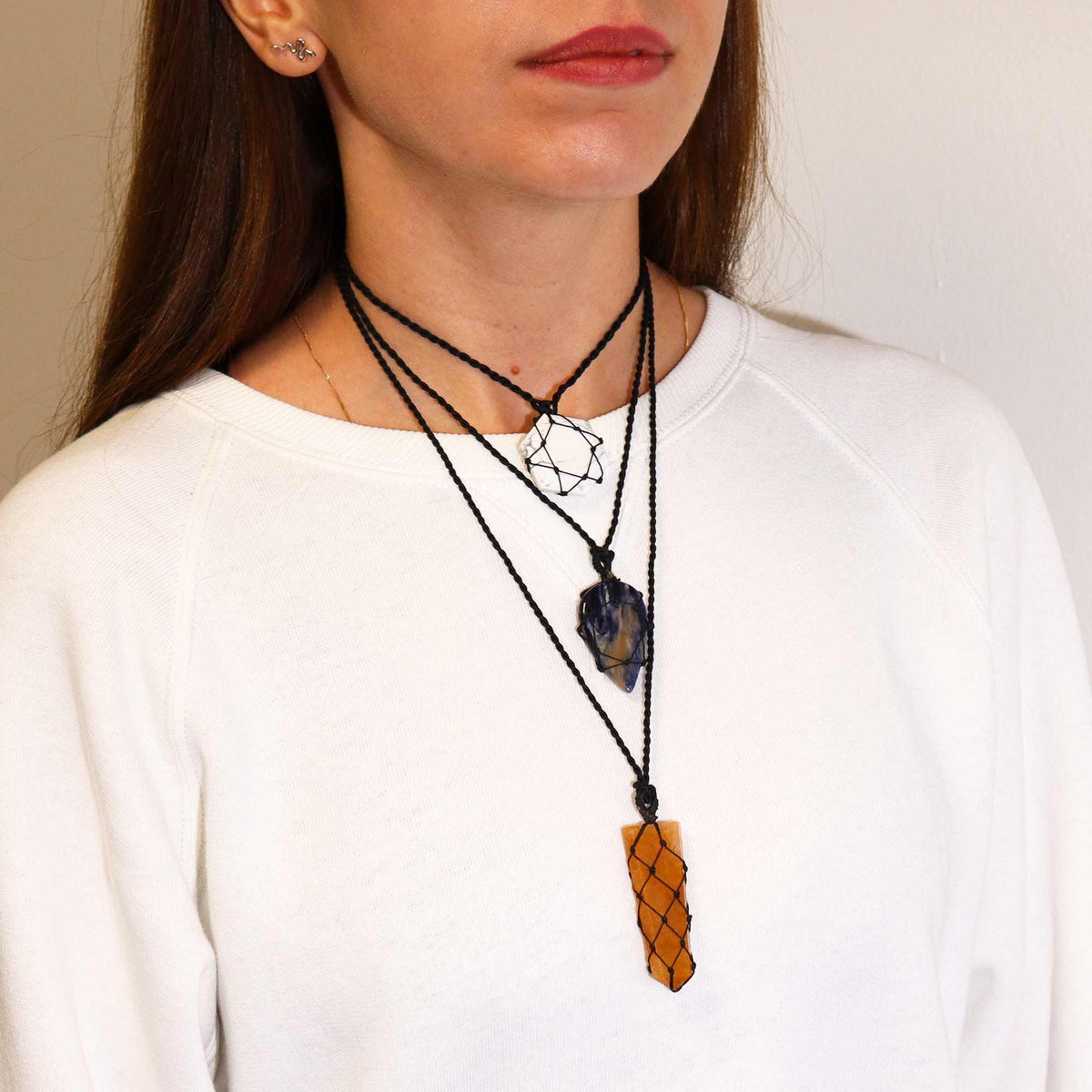 Laced Gemstone Hexagon Pendant - White Howlite - view 4