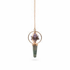 Cosmic Navigator - Two Piece Spinning Merkaba Star in Copper Pendulum - Amethyst & Labradorite - view 2