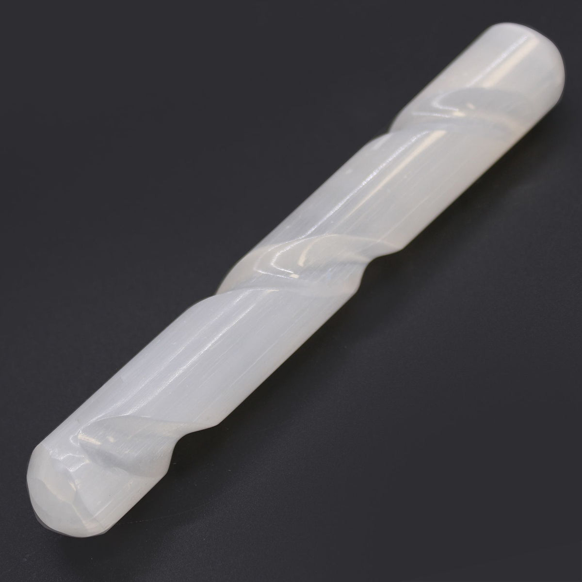 Selenite Spiral Wand - Rounded Ends - view 2