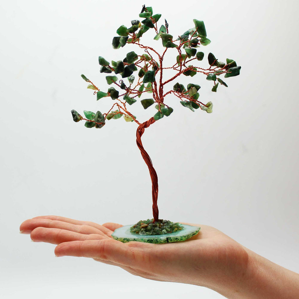 Lrg Gemstone Tree - Green Aventurine on Green Agate Base (100 stones) - view 3
