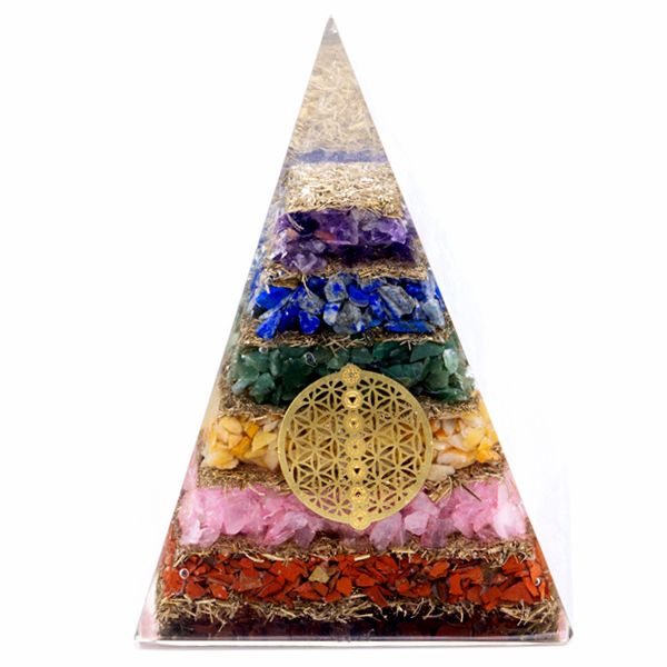 Orgonite Pyramid - Seven Chakra & Flower of Life - view 2