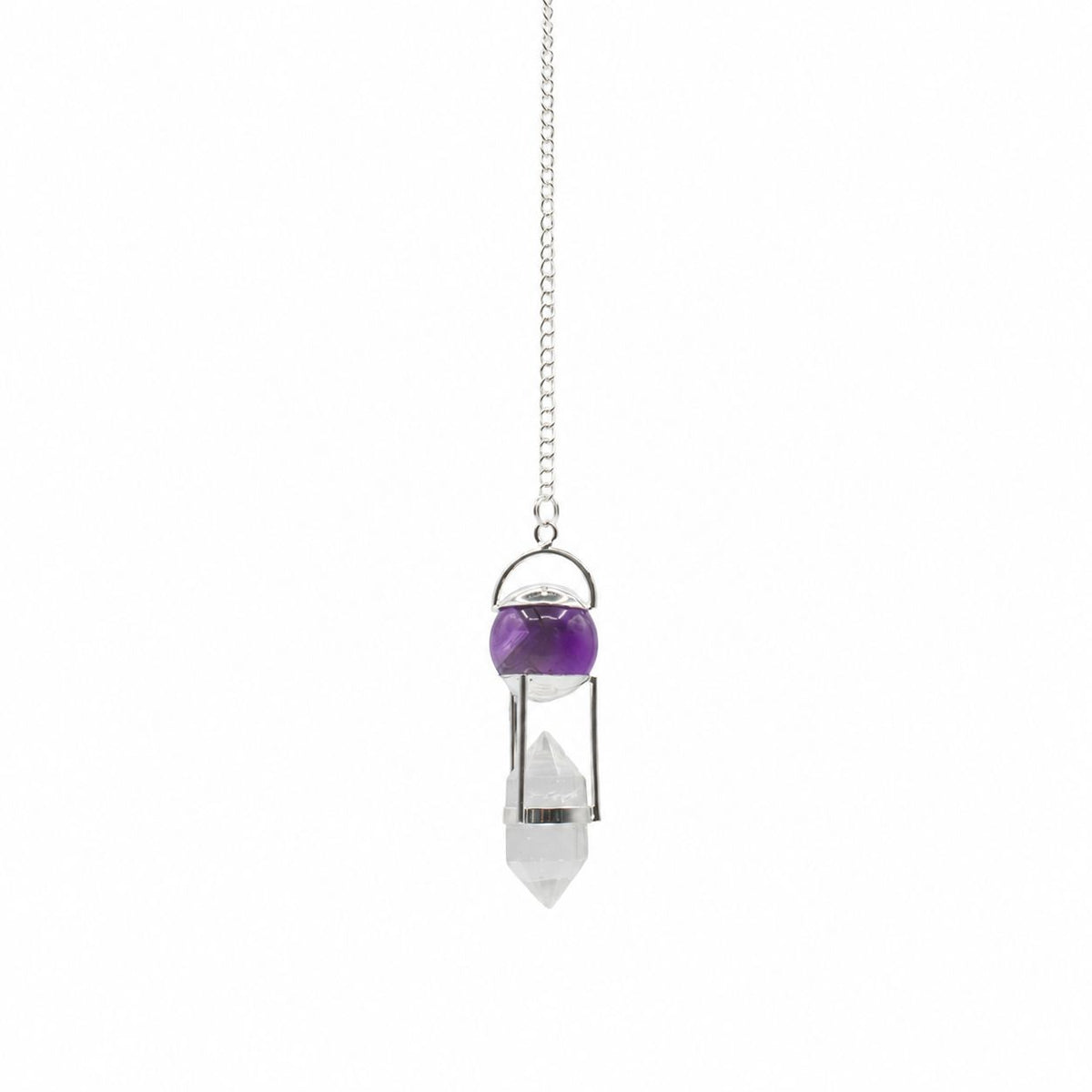 Seeker of Truth - Double Power Pendulum - Amethyst Globe - Clear Quartz Double Terminated - view 2