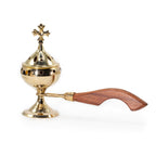 Censer Incense Burner with Wooden Handle - Cross