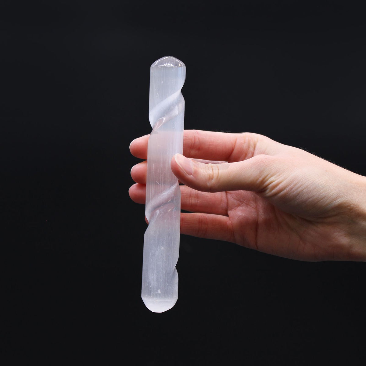 Selenite Spiral Wand - Rounded Ends - view 3