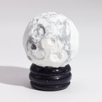 White Howlite Planet on a Goldstone Stand (MOON) - view 3