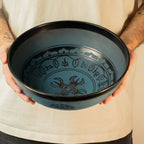 Large Aluminium Singing Bowl - Tibetan Double Dorje Design - Blue (27cm) - view 6