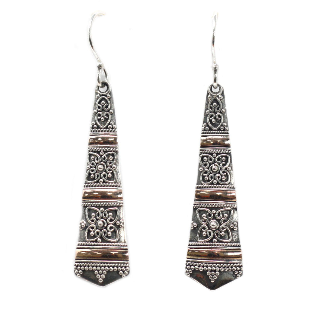 Silver & Gold Earring - Tribal Drops - view 5