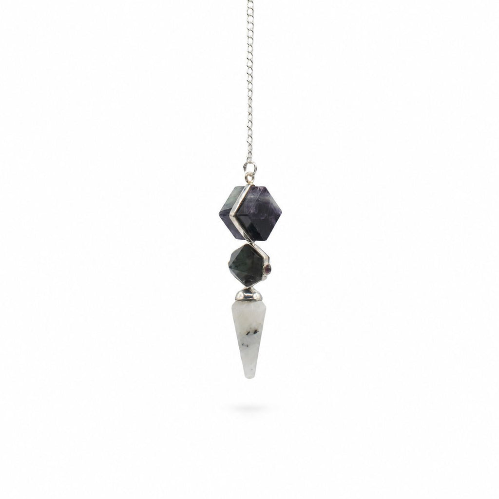 Psychic Gateway Edition - Three Piece Pendulum - Multi Fluorite - Labradorite - Rainbow Moonstone - view 2
