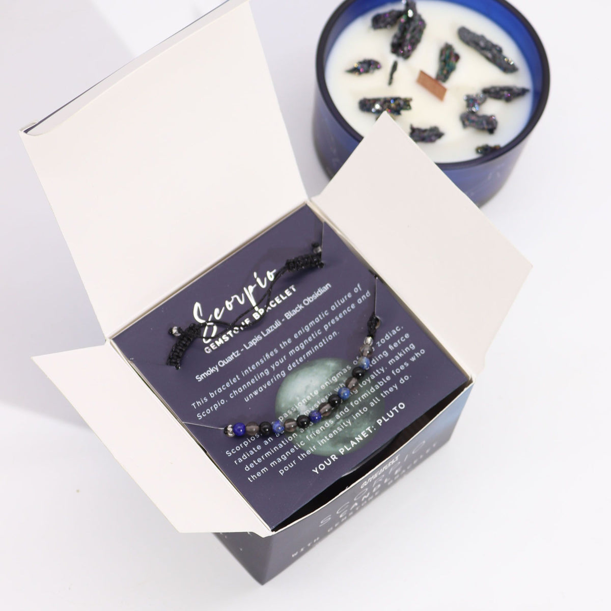 Zodiac Crystal Candle with Gemstone Bracelet - Scorpio - view 3