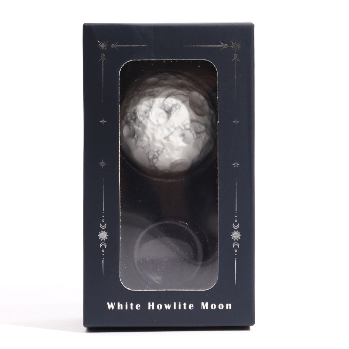 White Howlite Planet on a Goldstone Stand (MOON) - view 4