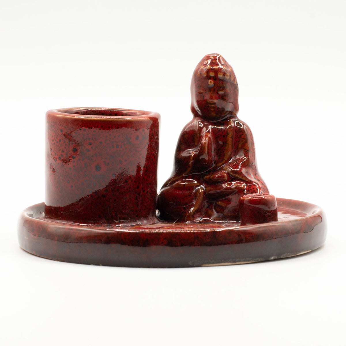 Multi Purpose Buddha Incense Plate - Ceramic Soft Red - view 2