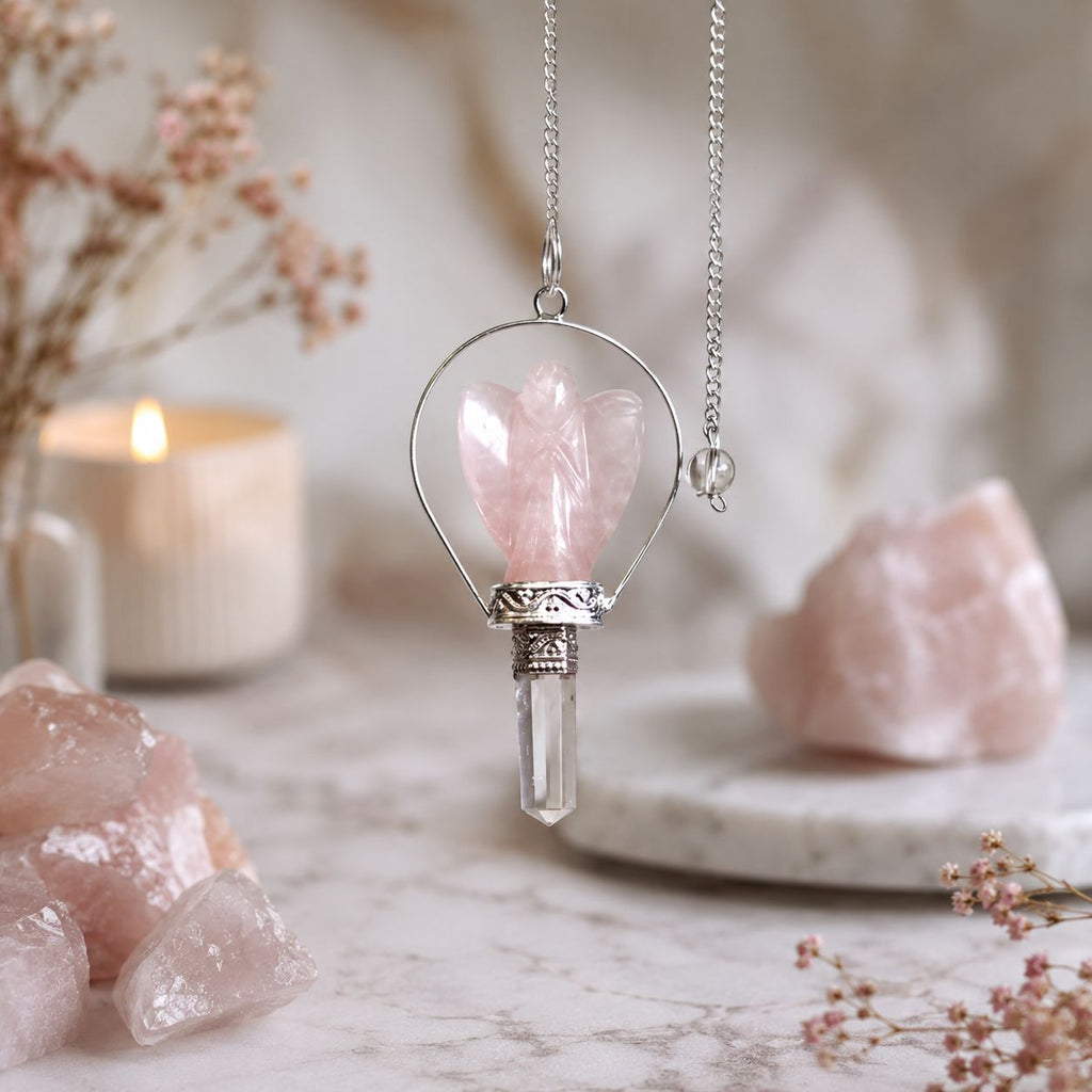 Angel Pendulum with Ring - Rose Quartz - view 3
