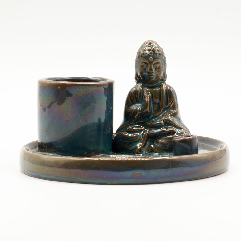 Multi Purpose Buddha Incense Plate - Ceramic Blue - view 5