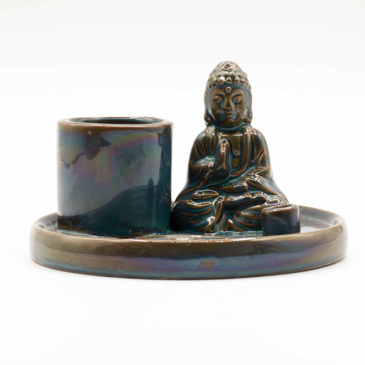 Multi Purpose Buddha Incense Plate - Ceramic Blue - view 5