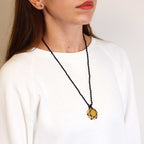 Laced Gemstone Hexagon Pendant - Yellow Quartz - view 3