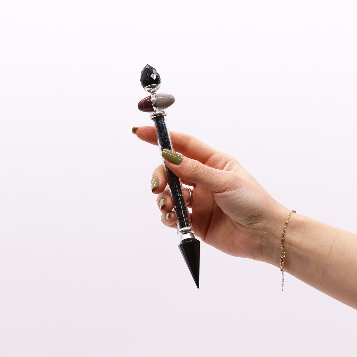 Shiva Lingam Magic Wand - Black Tourmaline & Agate - Protection - view 3