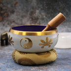 Lrg Yin & Yang Singing Bowl Set - White/Purple 14cm - view 5
