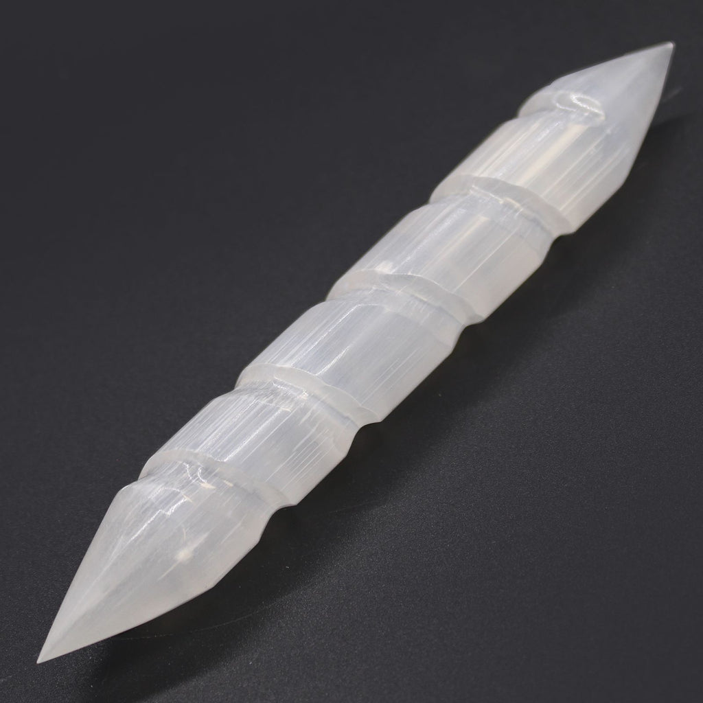 Selenite Spiral Wand - Pointed Ends - view 2