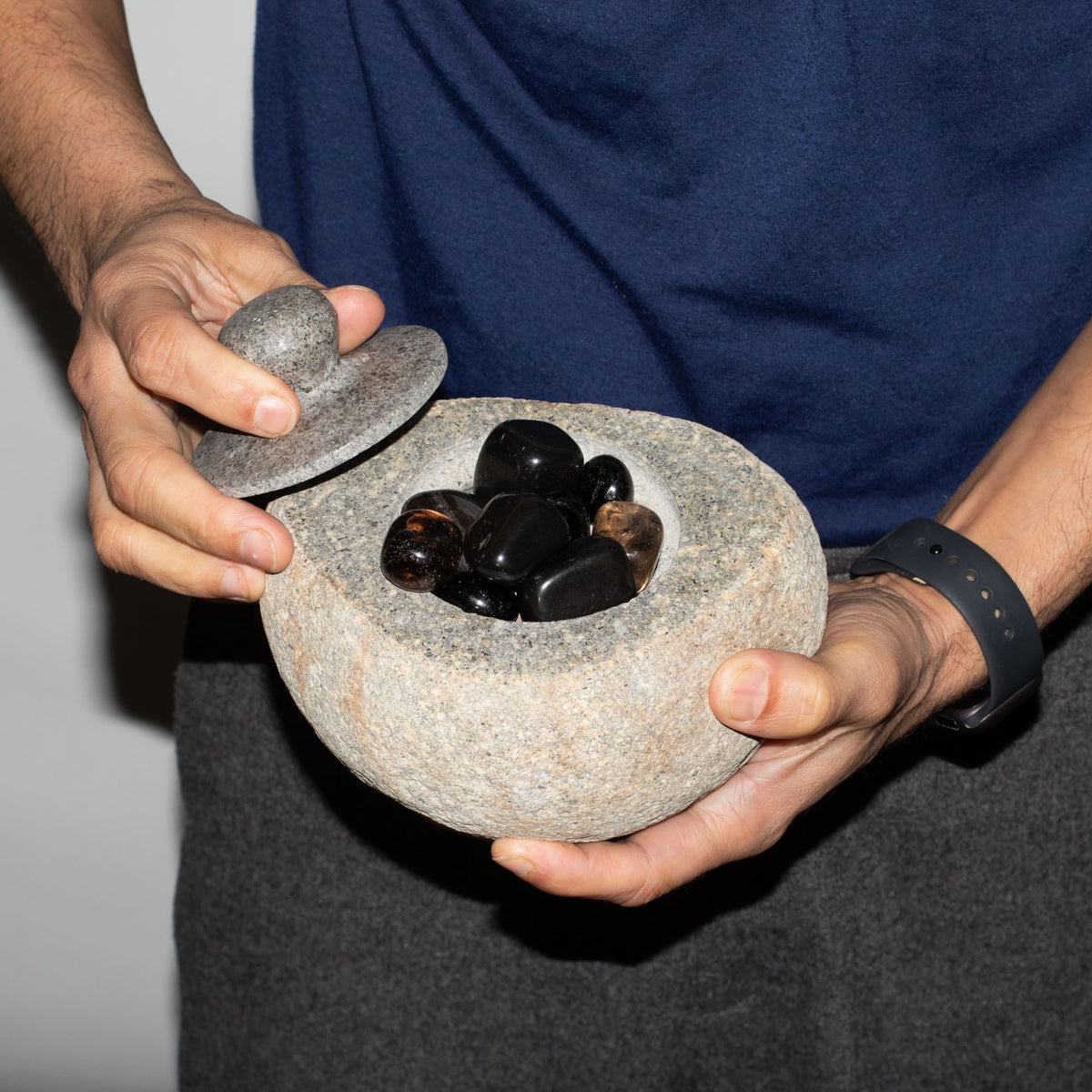 Natural Riverstone Grounding Pot - Large (approx 15x12cm) - view 2