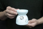 Classic White Oil Burner - Floral with Teal Well - view 2