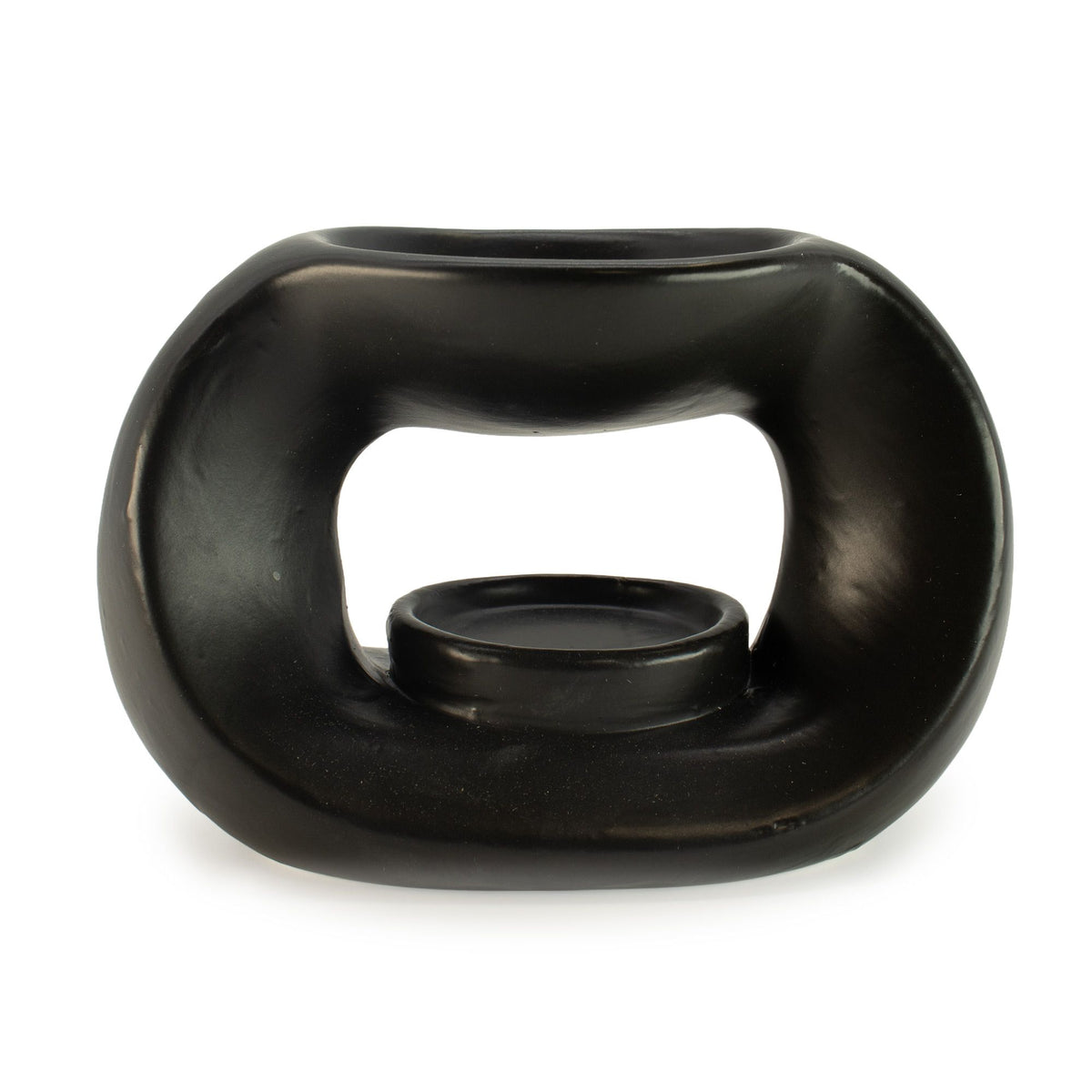 Ceramic Zen Oil Burner - Oval Pebble - Matt Black - view 2