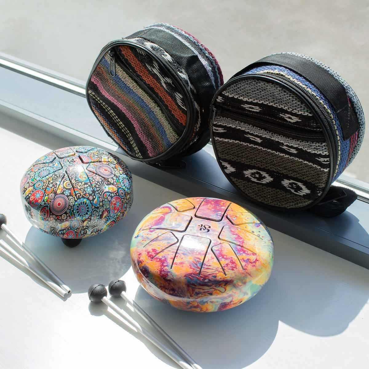 Small Steel Tongue Drum Multi Coloured - 13x9cm